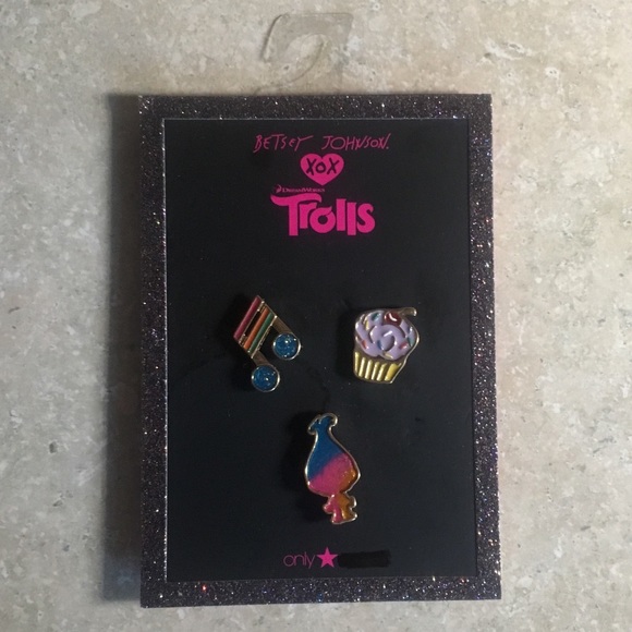 Betsey Johnson XoX Trolls 3 Pc. Decorative Pins - Picture 3 of 6